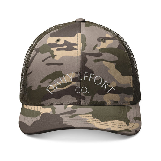 Camouflage Embroidered Trucker Hat, Outdoor Adventure Cap, Casual Style Hat, Hunting and Fishing Gear, Gift for Nature Lovers