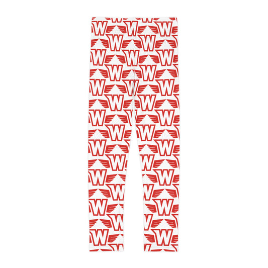 Stylish Kids Leggings with Winged Design - Westonka White Hawks, Wings up