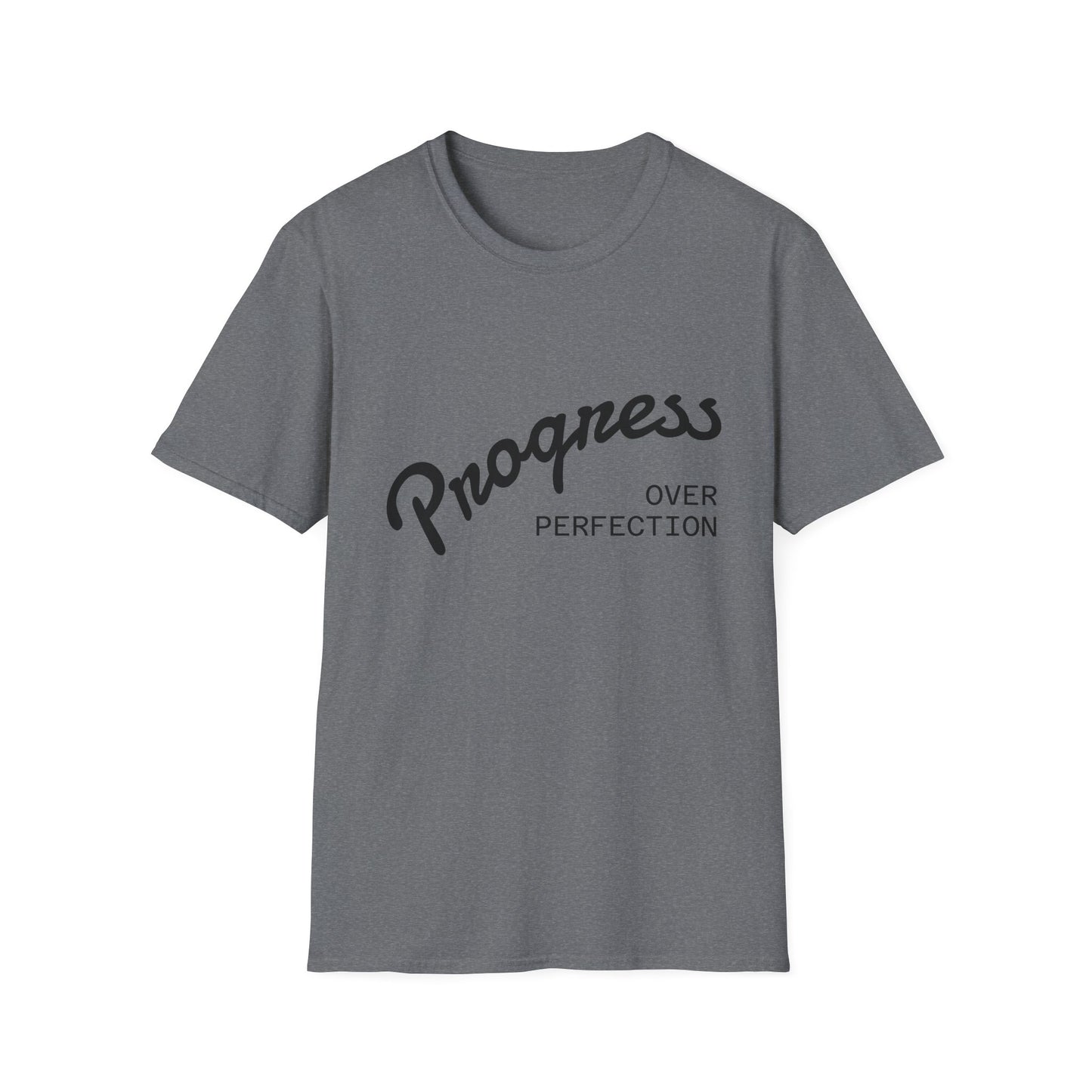 Motivational Quote T-Shirt - Progress Over Perfection, Inspirational Tee, Casual Wear, Gift for Friends, Self-Care Shirt, Everyday Comfort