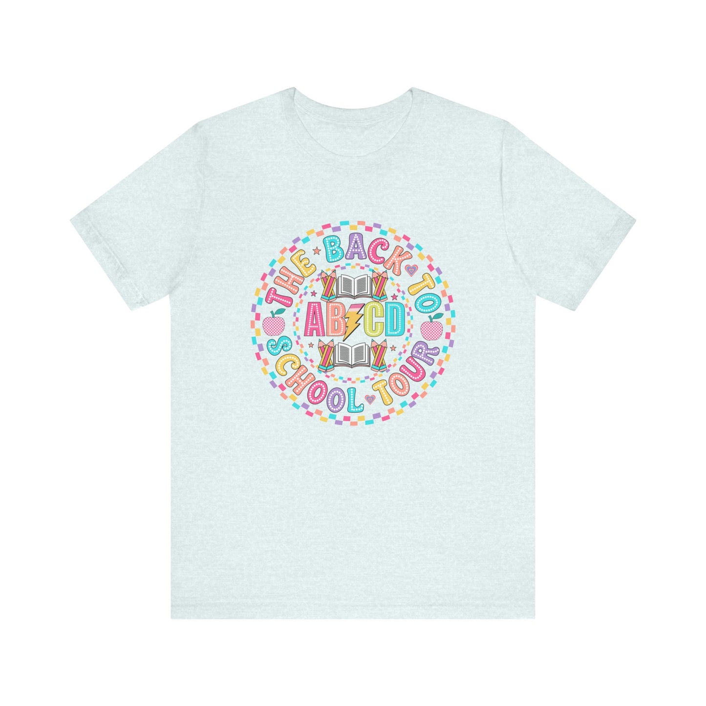 Back to School Tee, School Tour Short Sleeve Shirt, Colorful Unisex Jersey Tee, School Spirit, Teacher Gift