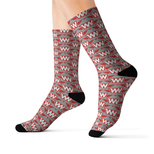 Stylish Custom Socks - Unique Sublimation Footwear for Personal Style, Gifts, Fashion Accessories, Cozy Comfort, Everyday Wear, Westonka White Hawks