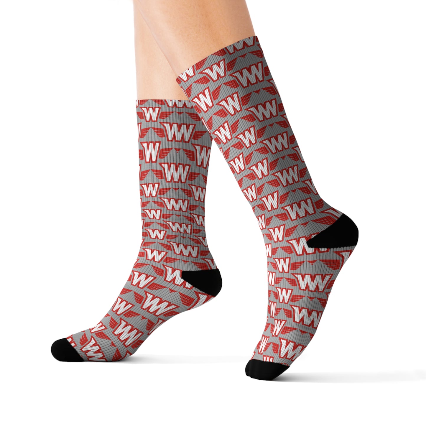 Stylish Custom Socks - Unique Sublimation Footwear for Personal Style, Gifts, Fashion Accessories, Cozy Comfort, Everyday Wear, Westonka White Hawks