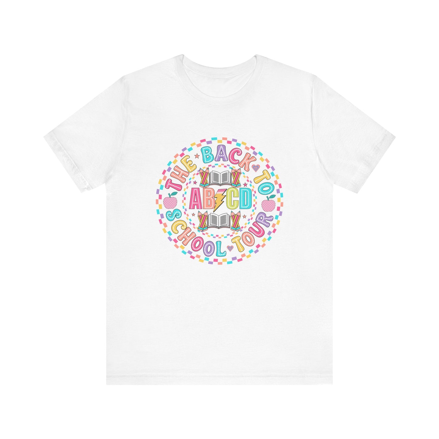 Back to School Tee, School Tour Short Sleeve Shirt, Colorful Unisex Jersey Tee, School Spirit, Teacher Gift