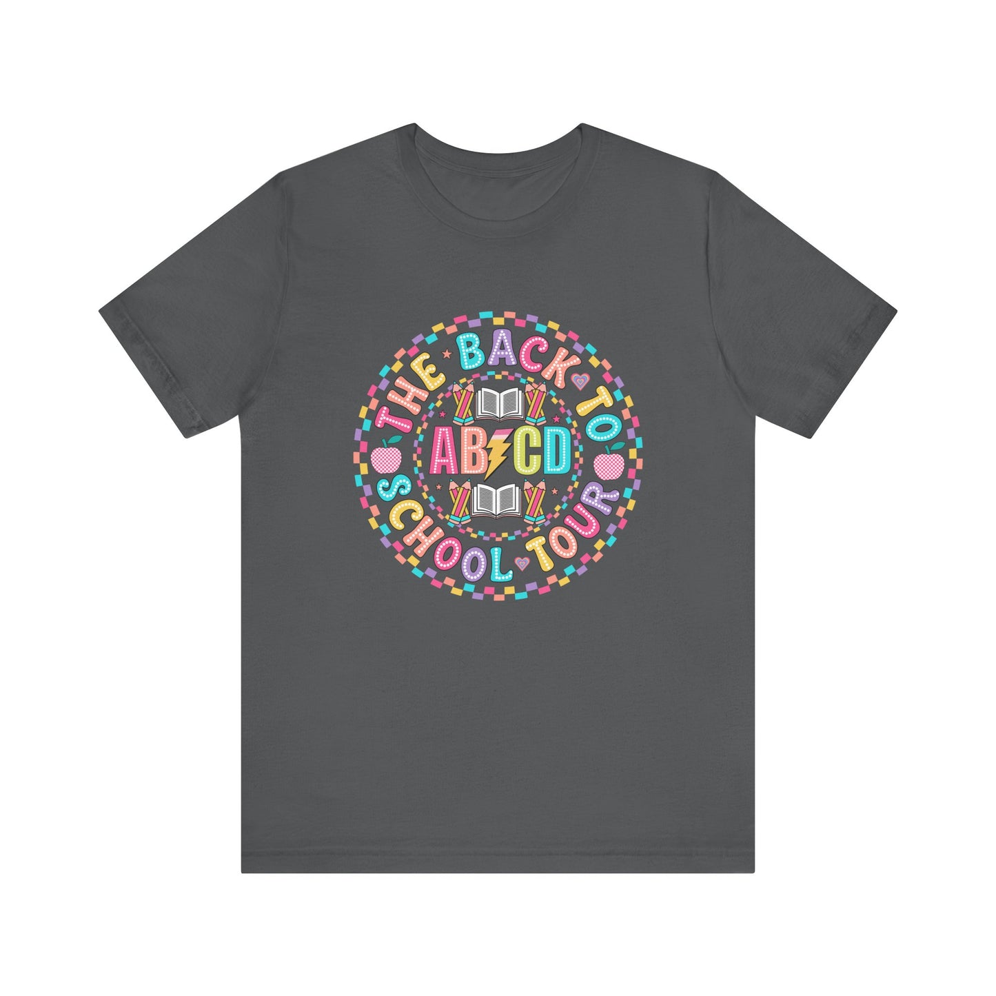 Back to School Tee, School Tour Short Sleeve Shirt, Colorful Unisex Jersey Tee, School Spirit, Teacher Gift