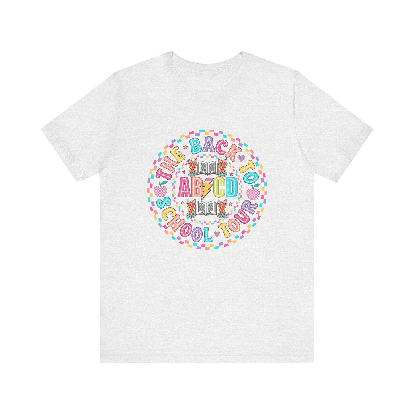 Back to School Tee, School Tour Short Sleeve Shirt, Colorful Unisex Jersey Tee, School Spirit, Teacher Gift
