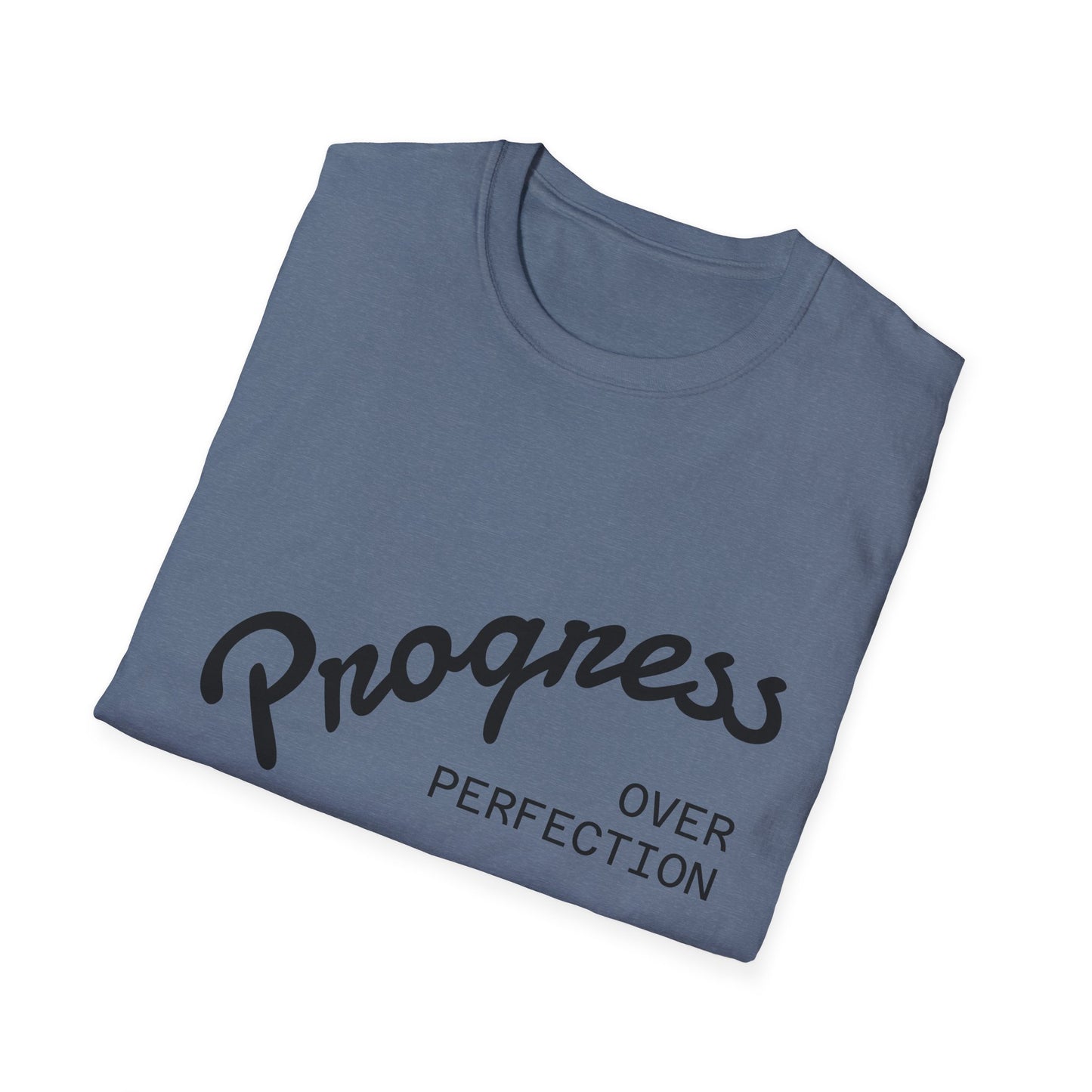 Motivational Quote T-Shirt - Progress Over Perfection, Inspirational Tee, Casual Wear, Gift for Friends, Self-Care Shirt, Everyday Comfort