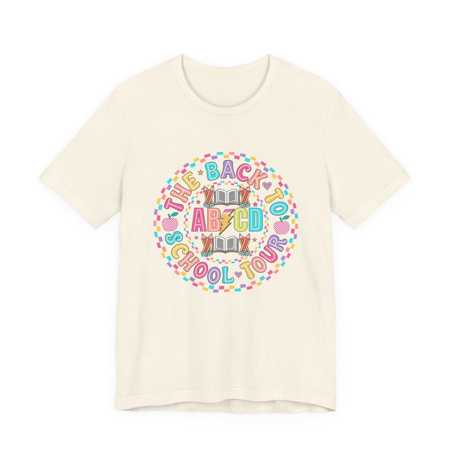 Back to School Tee, School Tour Short Sleeve Shirt, Colorful Unisex Jersey Tee, School Spirit, Teacher Gift