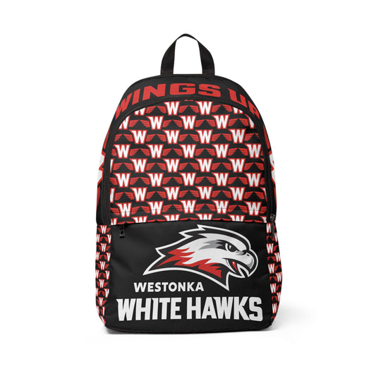 Sporty Unisex Fabric Backpack for Students, School Bag, Westonka White Hawks