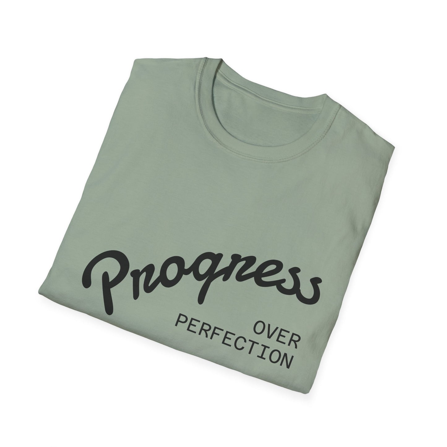 Motivational Quote T-Shirt - Progress Over Perfection, Inspirational Tee, Casual Wear, Gift for Friends, Self-Care Shirt, Everyday Comfort