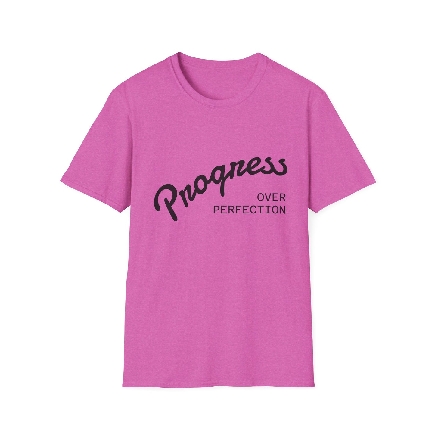 Motivational Quote T-Shirt - Progress Over Perfection, Inspirational Tee, Casual Wear, Gift for Friends, Self-Care Shirt, Everyday Comfort