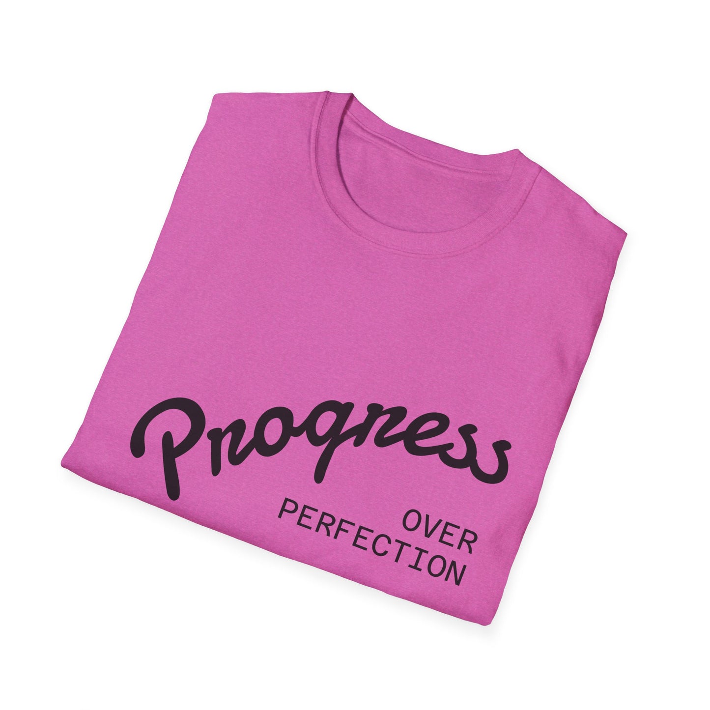 Motivational Quote T-Shirt - Progress Over Perfection, Inspirational Tee, Casual Wear, Gift for Friends, Self-Care Shirt, Everyday Comfort