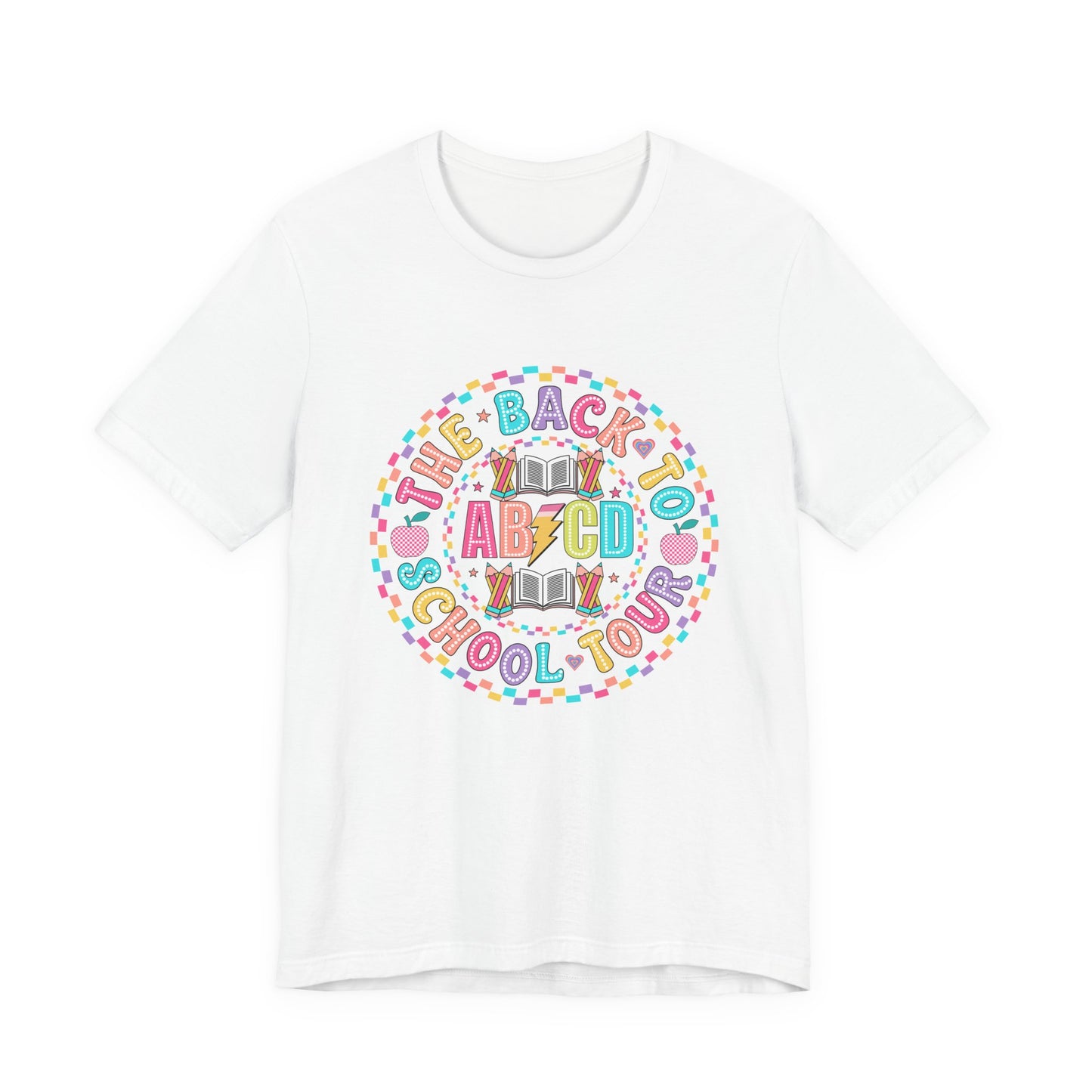 Back to School Tee, School Tour Short Sleeve Shirt, Colorful Unisex Jersey Tee, School Spirit, Teacher Gift