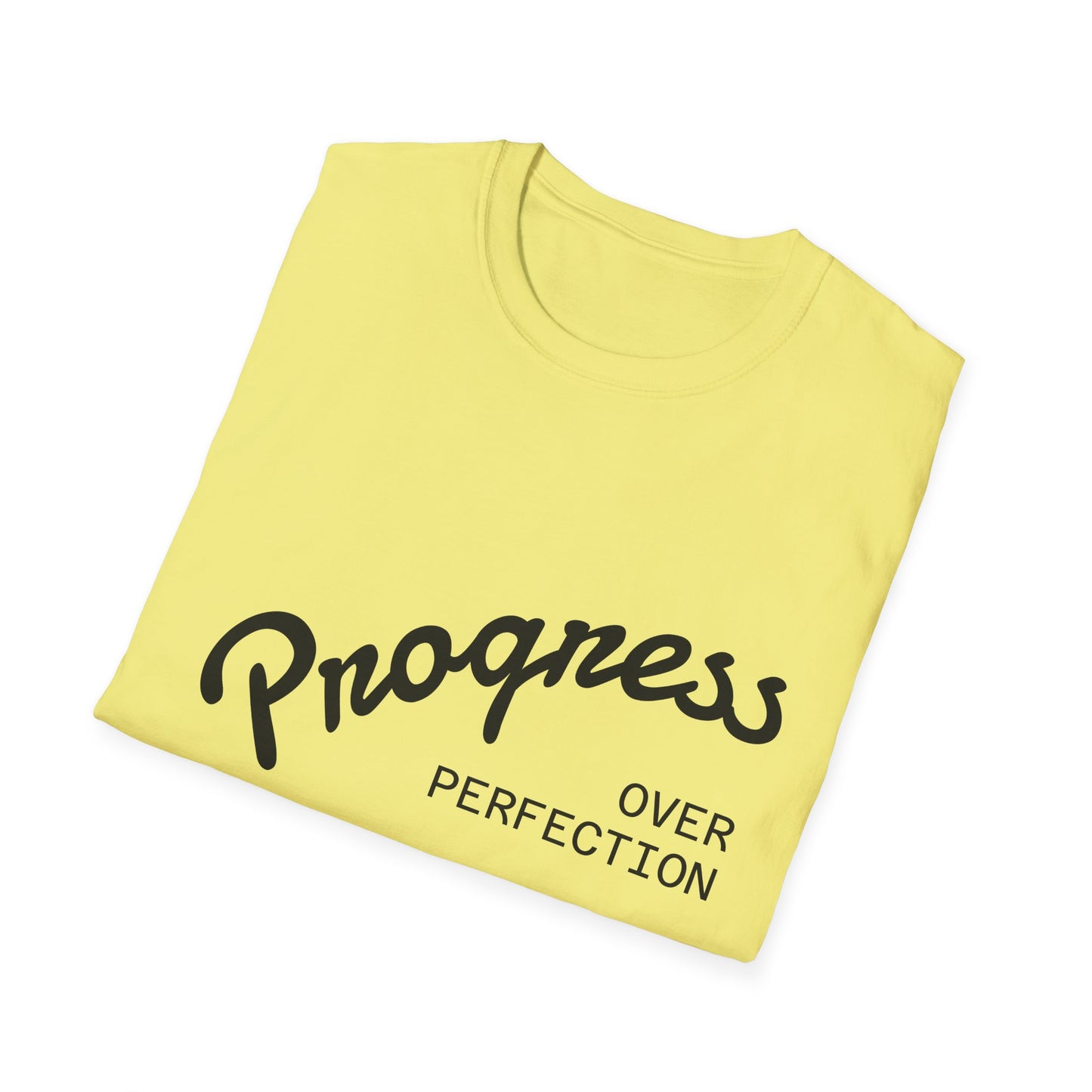 Motivational Quote T-Shirt - Progress Over Perfection, Inspirational Tee, Casual Wear, Gift for Friends, Self-Care Shirt, Everyday Comfort