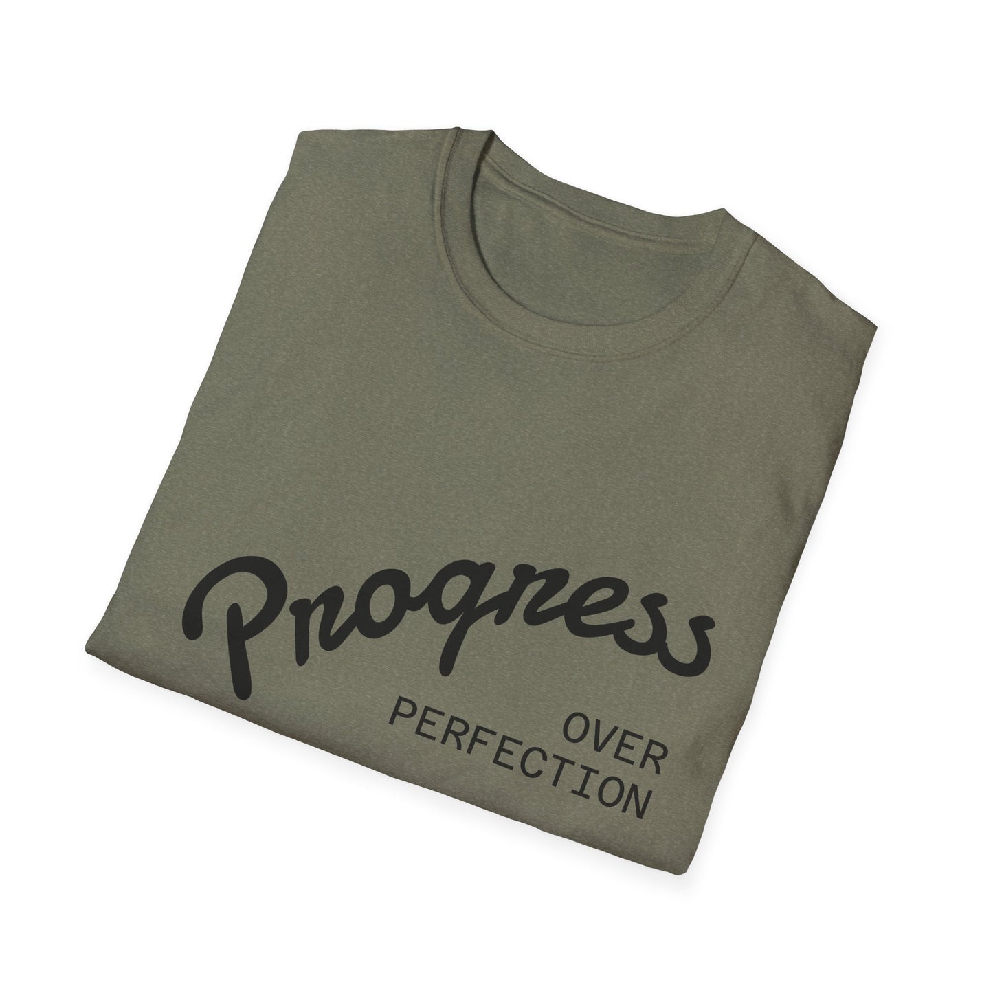 Motivational Quote T-Shirt - Progress Over Perfection, Inspirational Tee, Casual Wear, Gift for Friends, Self-Care Shirt, Everyday Comfort