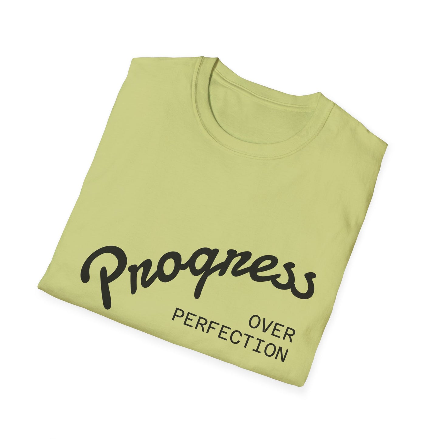 Motivational Quote T-Shirt - Progress Over Perfection, Inspirational Tee, Casual Wear, Gift for Friends, Self-Care Shirt, Everyday Comfort