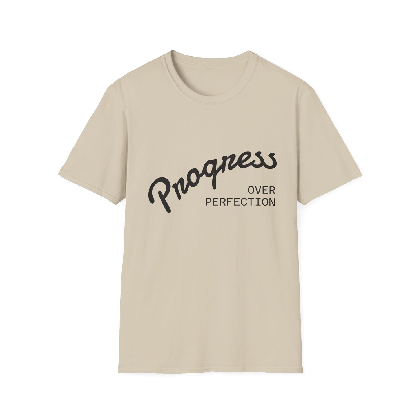 Motivational Quote T-Shirt - Progress Over Perfection, Inspirational Tee, Casual Wear, Gift for Friends, Self-Care Shirt, Everyday Comfort