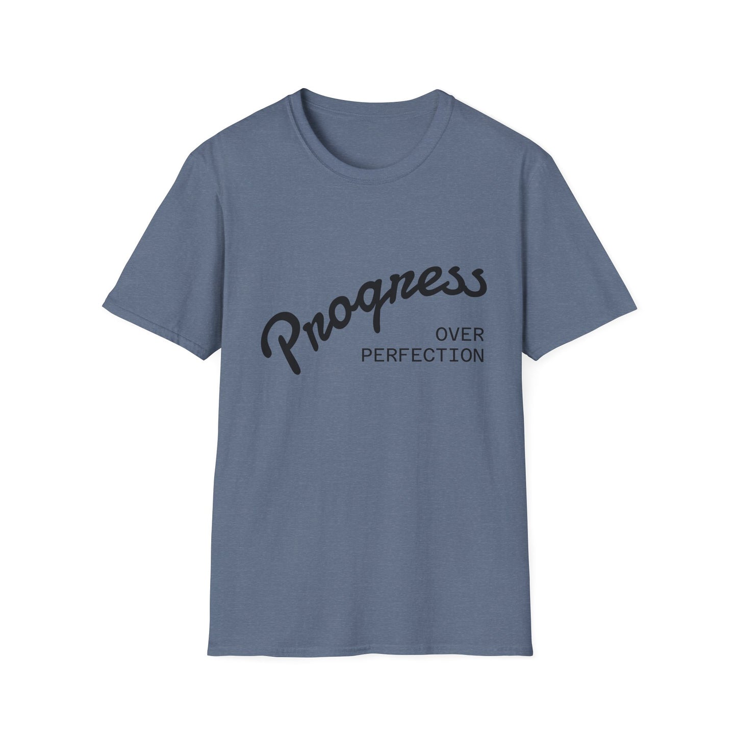 Motivational Quote T-Shirt - Progress Over Perfection, Inspirational Tee, Casual Wear, Gift for Friends, Self-Care Shirt, Everyday Comfort