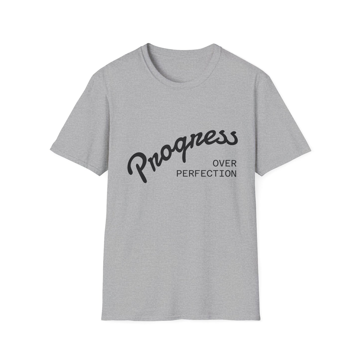 Motivational Quote T-Shirt - Progress Over Perfection, Inspirational Tee, Casual Wear, Gift for Friends, Self-Care Shirt, Everyday Comfort