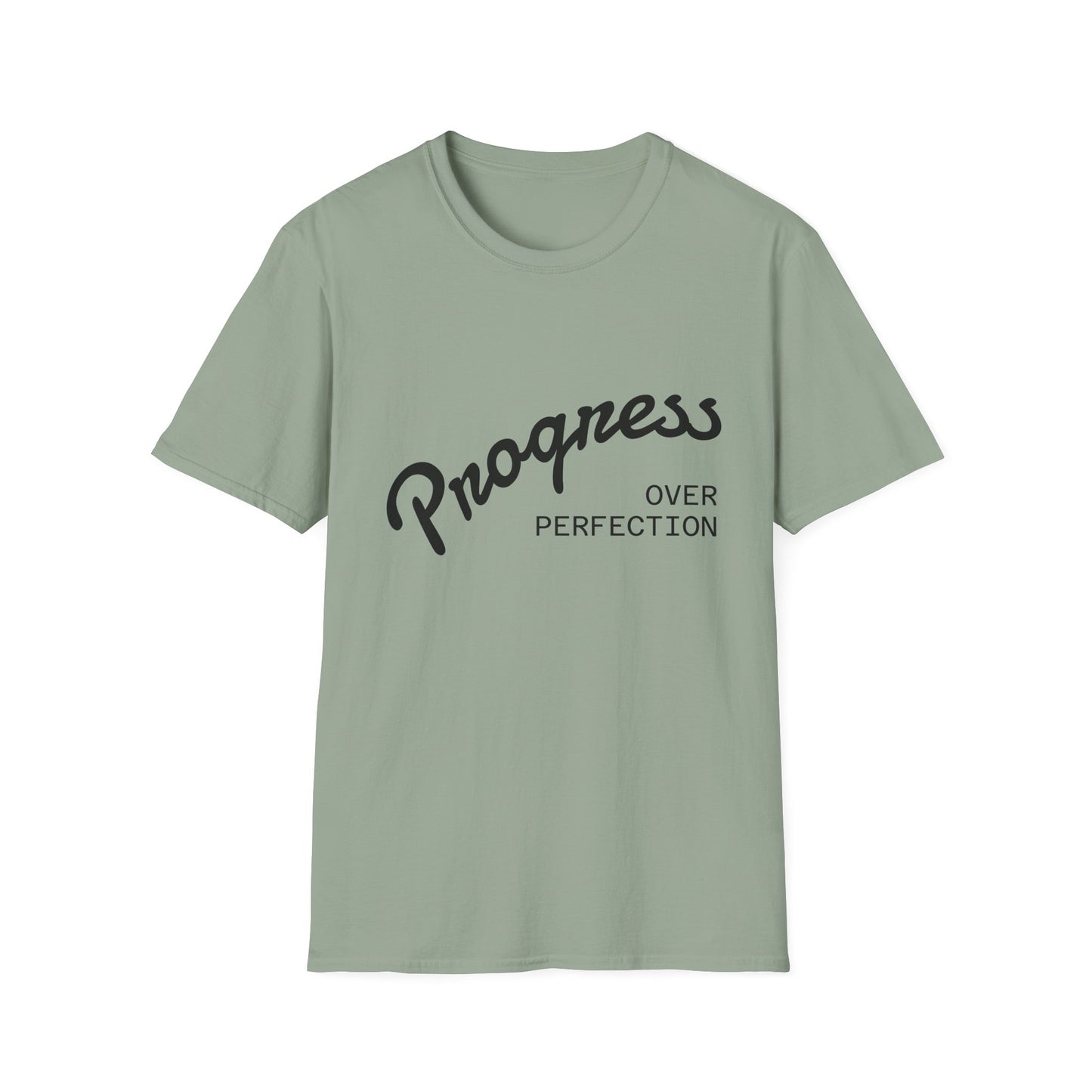 Motivational Quote T-Shirt - Progress Over Perfection, Inspirational Tee, Casual Wear, Gift for Friends, Self-Care Shirt, Everyday Comfort