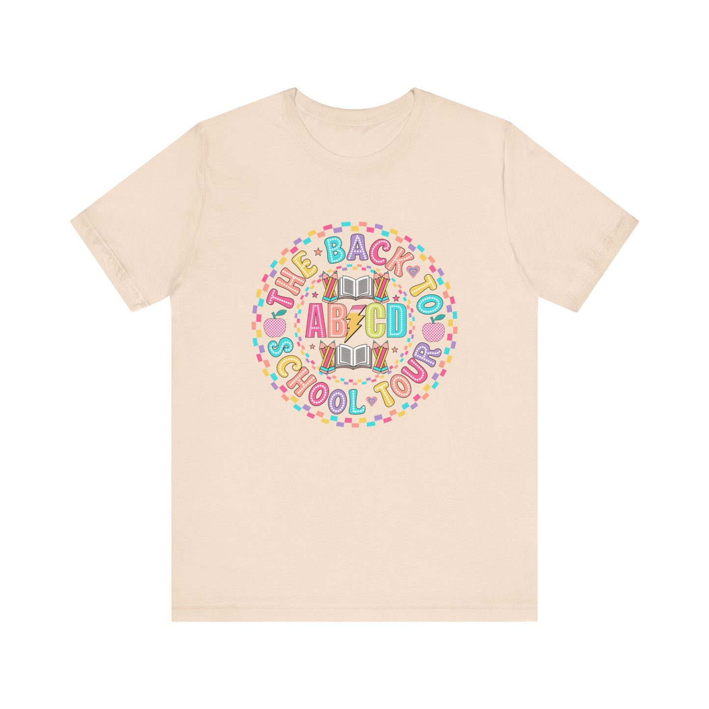 Back to School Tee, School Tour Short Sleeve Shirt, Colorful Unisex Jersey Tee, School Spirit, Teacher Gift
