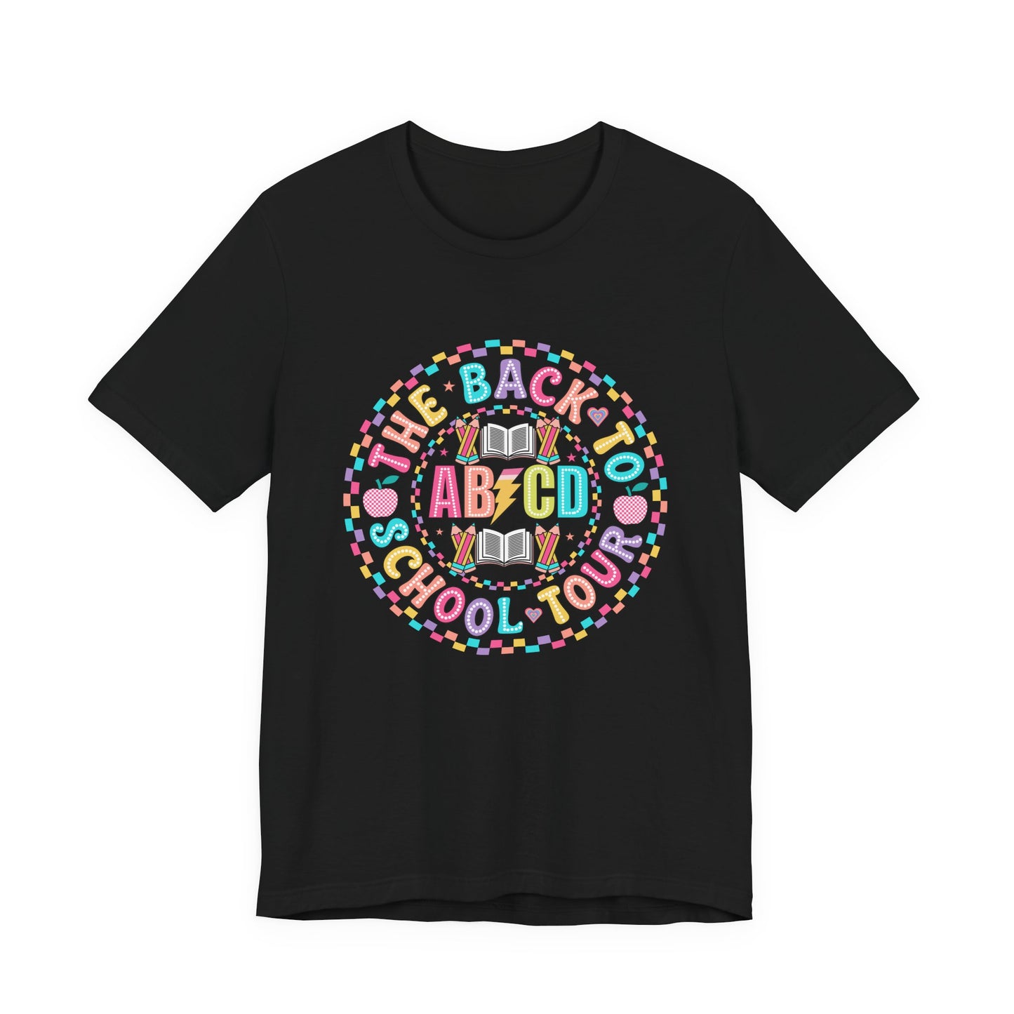 Back to School Tee, School Tour Short Sleeve Shirt, Colorful Unisex Jersey Tee, School Spirit, Teacher Gift