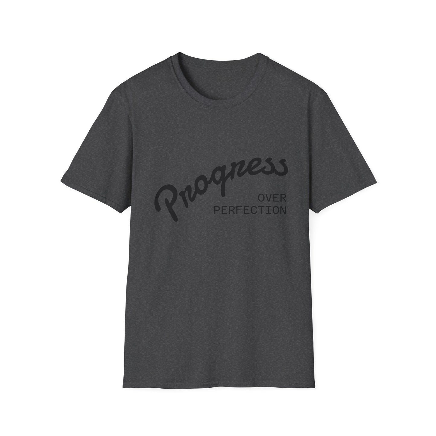 Motivational Quote T-Shirt - Progress Over Perfection, Inspirational Tee, Casual Wear, Gift for Friends, Self-Care Shirt, Everyday Comfort