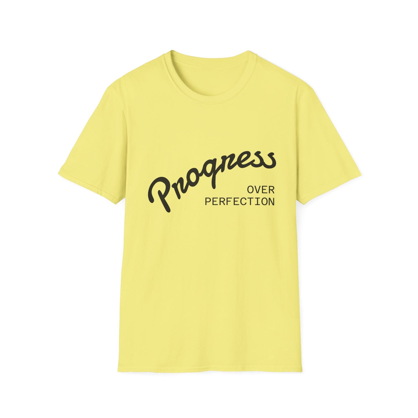 Motivational Quote T-Shirt - Progress Over Perfection, Inspirational Tee, Casual Wear, Gift for Friends, Self-Care Shirt, Everyday Comfort