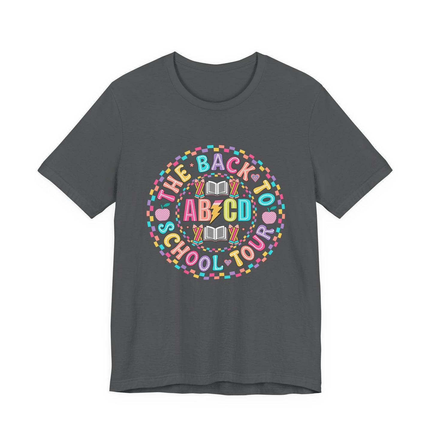 Back to School Tee, School Tour Short Sleeve Shirt, Colorful Unisex Jersey Tee, School Spirit, Teacher Gift