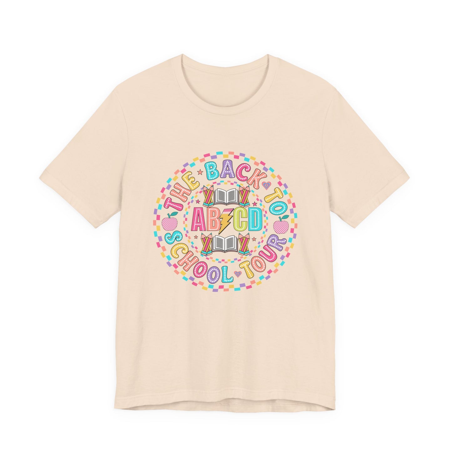 Back to School Tee, School Tour Short Sleeve Shirt, Colorful Unisex Jersey Tee, School Spirit, Teacher Gift