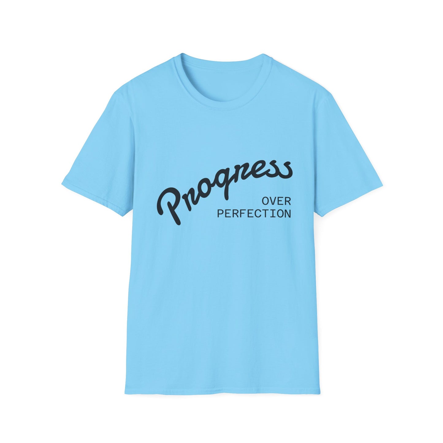 Motivational Quote T-Shirt - Progress Over Perfection, Inspirational Tee, Casual Wear, Gift for Friends, Self-Care Shirt, Everyday Comfort