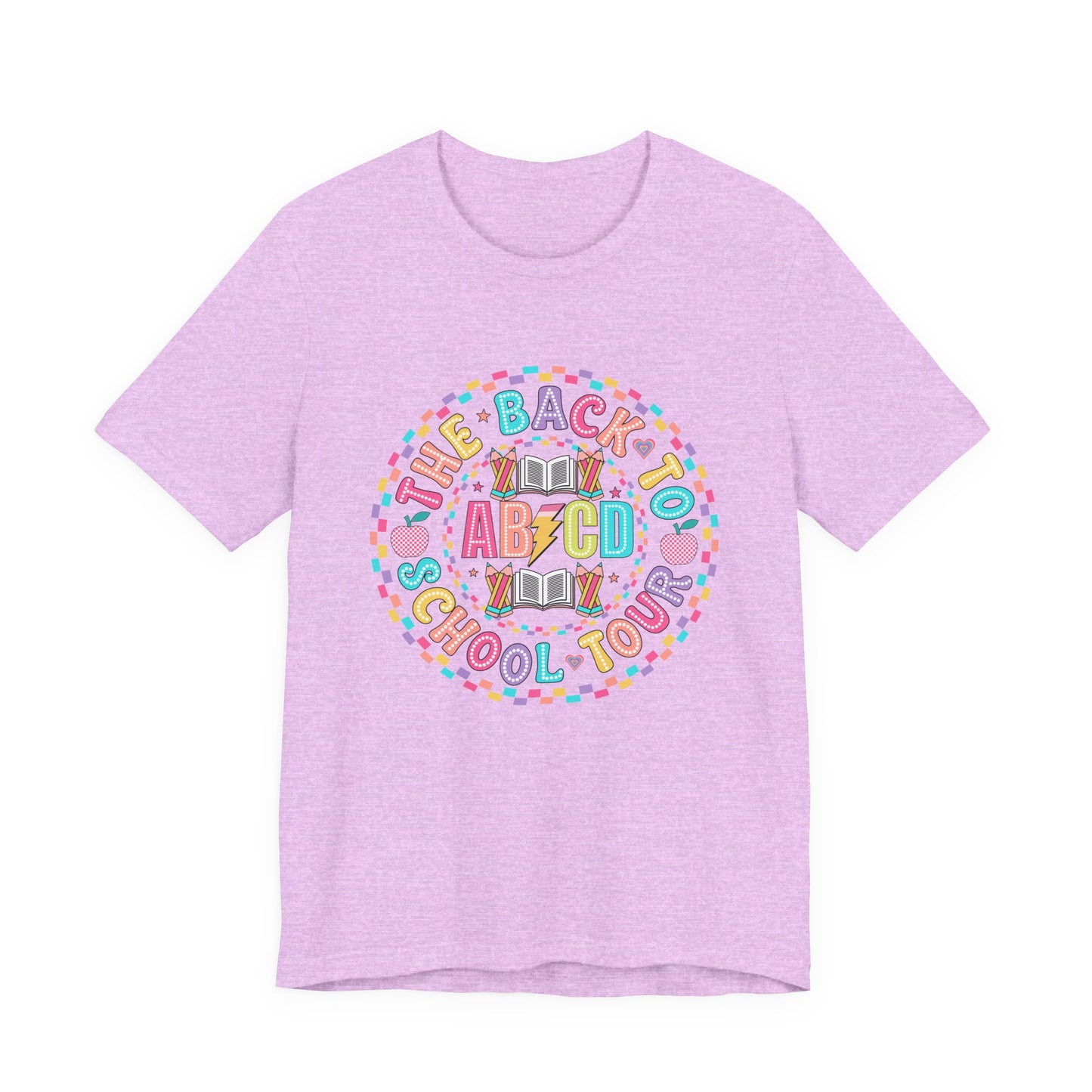 Back to School Tee, School Tour Short Sleeve Shirt, Colorful Unisex Jersey Tee, School Spirit, Teacher Gift