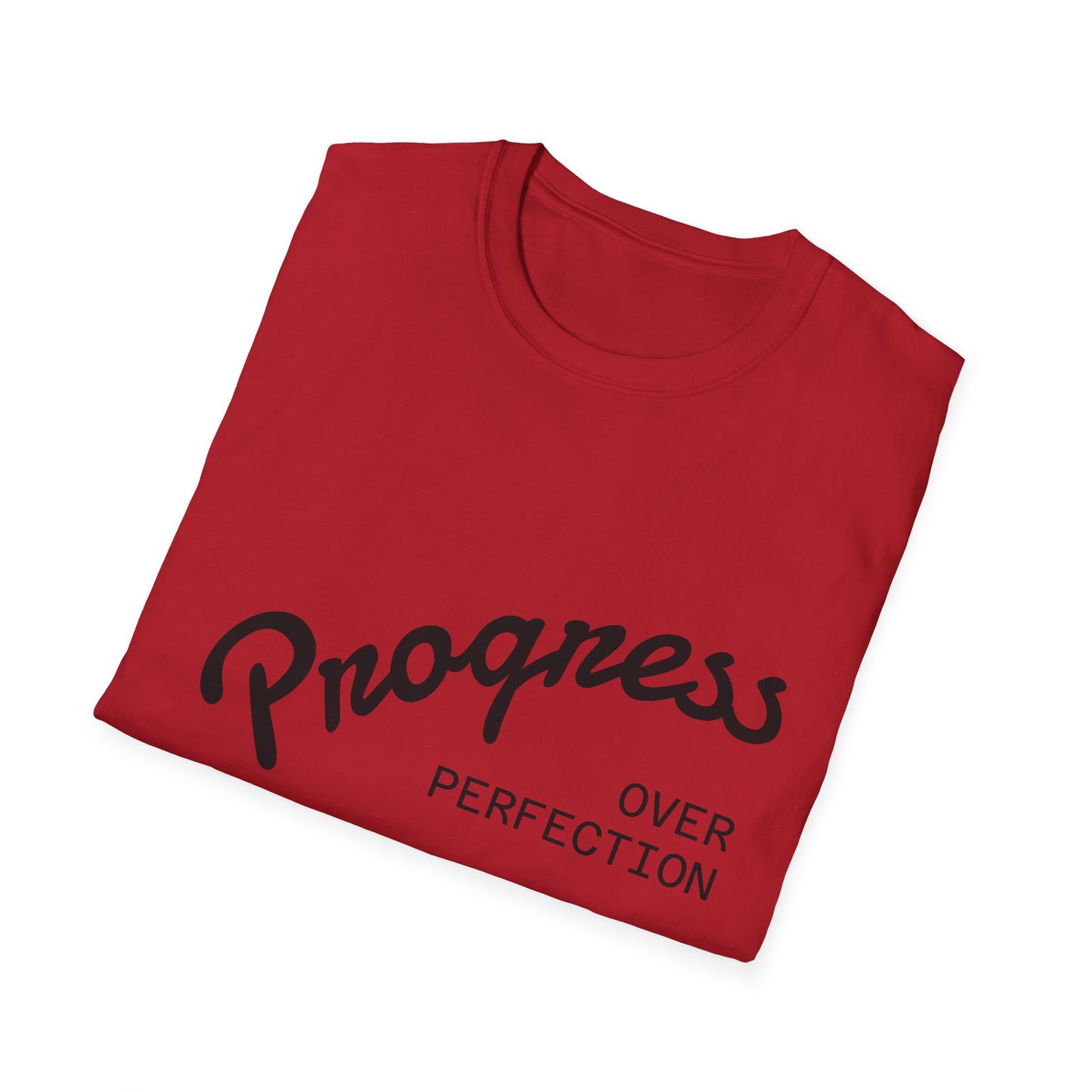 Motivational Quote T-Shirt - Progress Over Perfection, Inspirational Tee, Casual Wear, Gift for Friends, Self-Care Shirt, Everyday Comfort