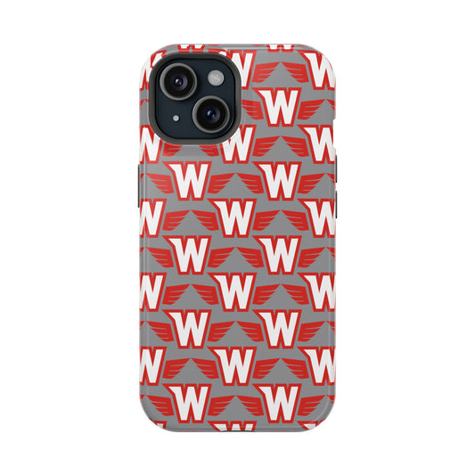 Stylish Magnetic Phone Case - Westonka White Hawks, Wings Up