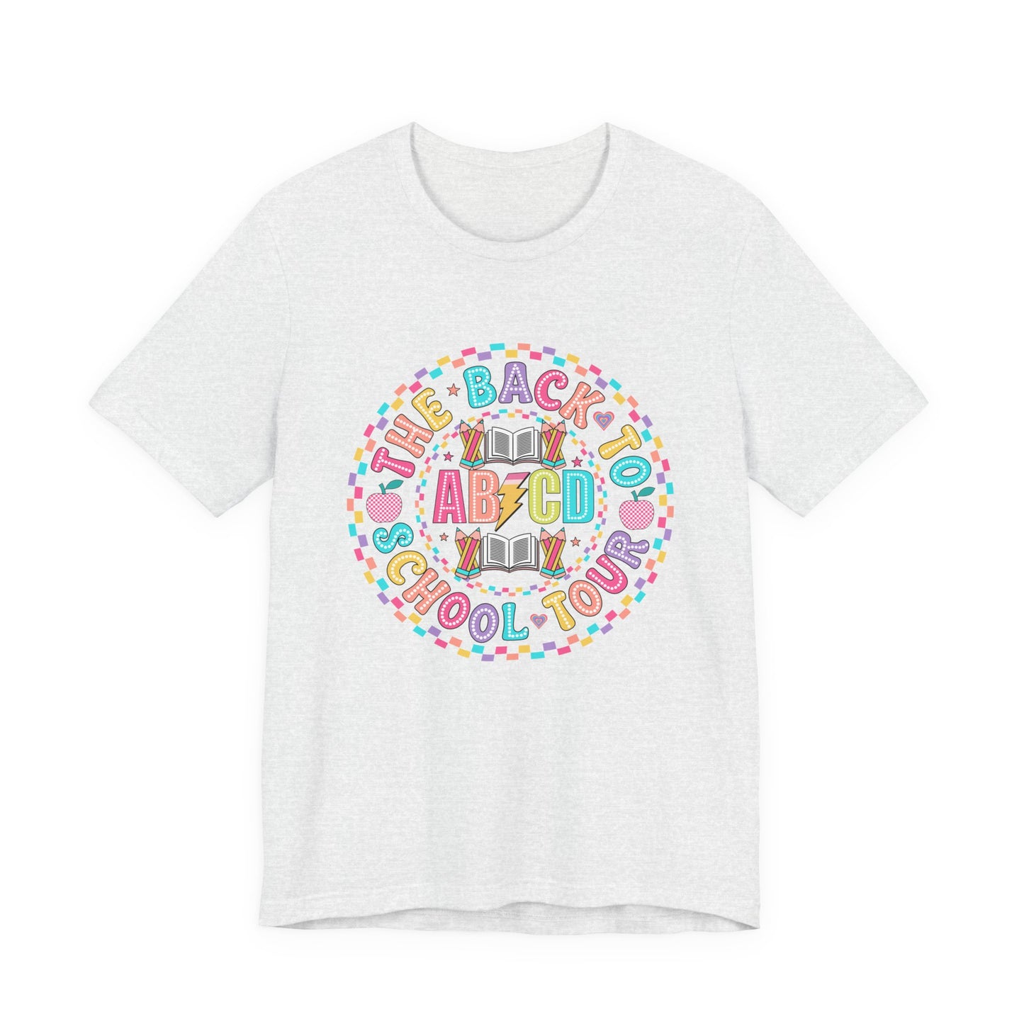 Back to School Tee, School Tour Short Sleeve Shirt, Colorful Unisex Jersey Tee, School Spirit, Teacher Gift