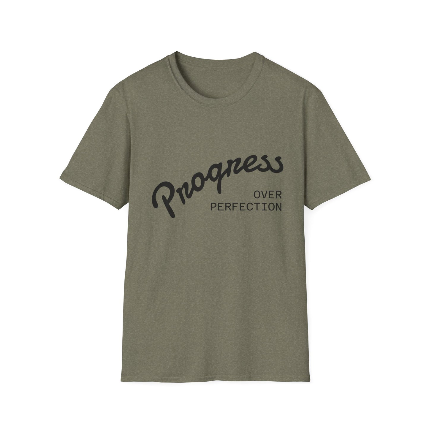 Motivational Quote T-Shirt - Progress Over Perfection, Inspirational Tee, Casual Wear, Gift for Friends, Self-Care Shirt, Everyday Comfort
