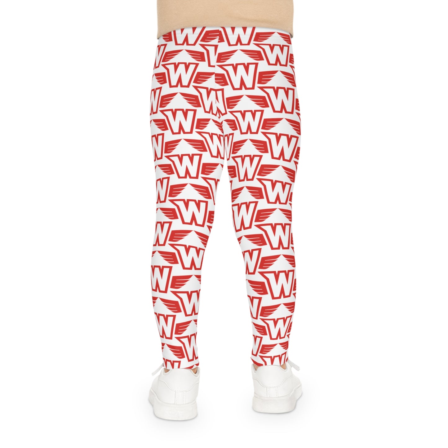 Stylish Kids Leggings with Winged Design - Westonka White Hawks, Wings up
