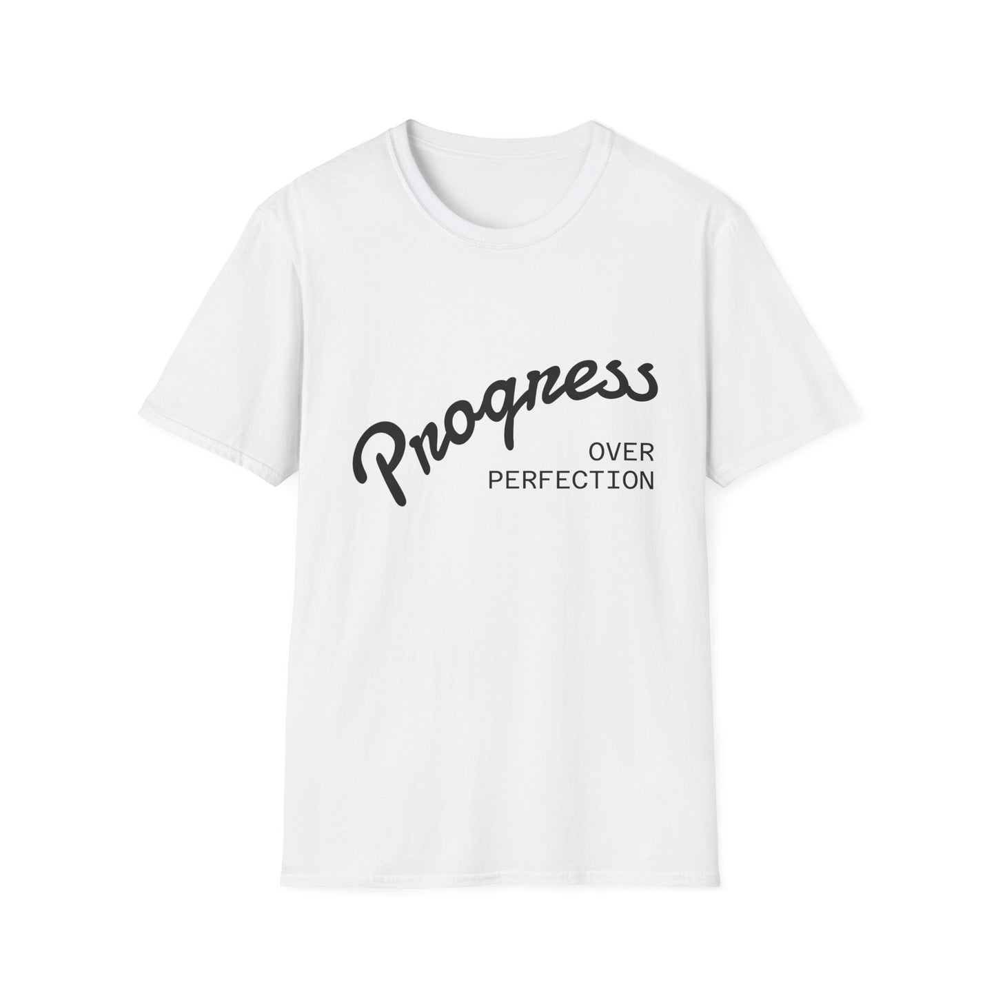 Motivational Quote T-Shirt - Progress Over Perfection, Inspirational Tee, Casual Wear, Gift for Friends, Self-Care Shirt, Everyday Comfort