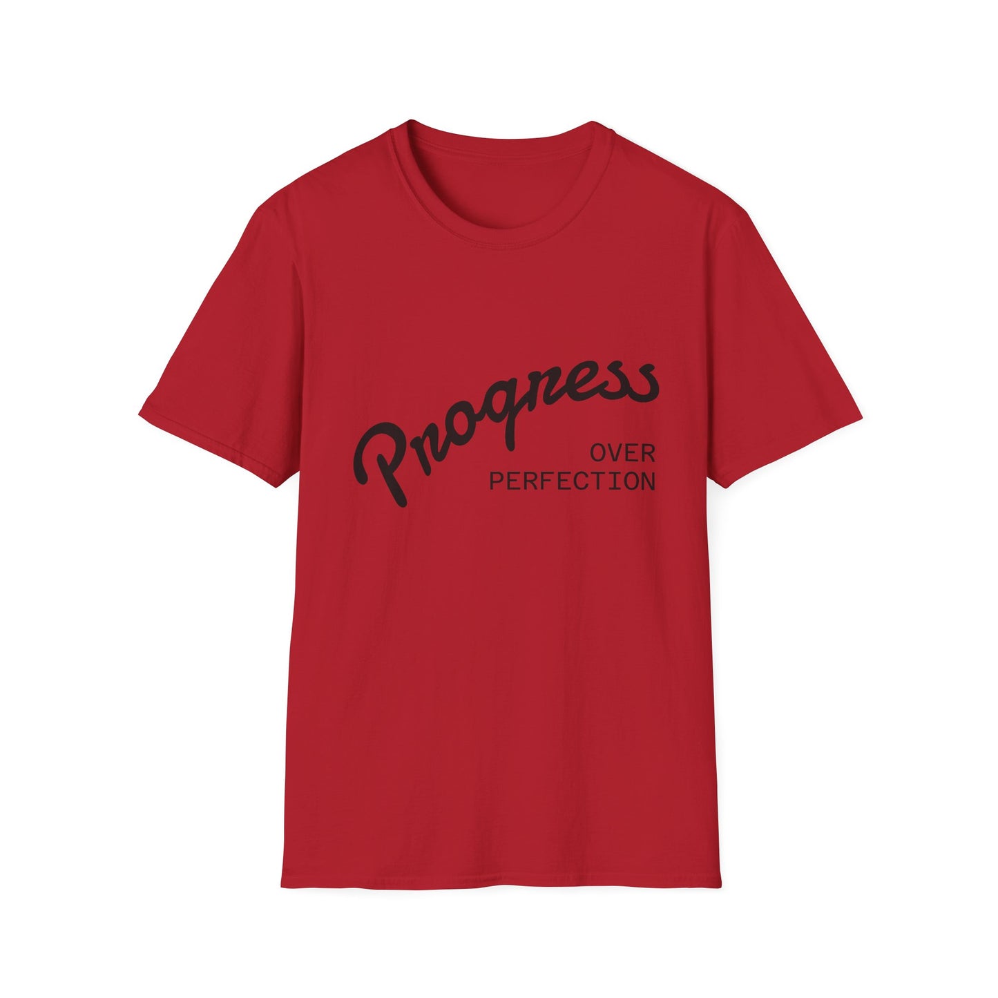 Motivational Quote T-Shirt - Progress Over Perfection, Inspirational Tee, Casual Wear, Gift for Friends, Self-Care Shirt, Everyday Comfort