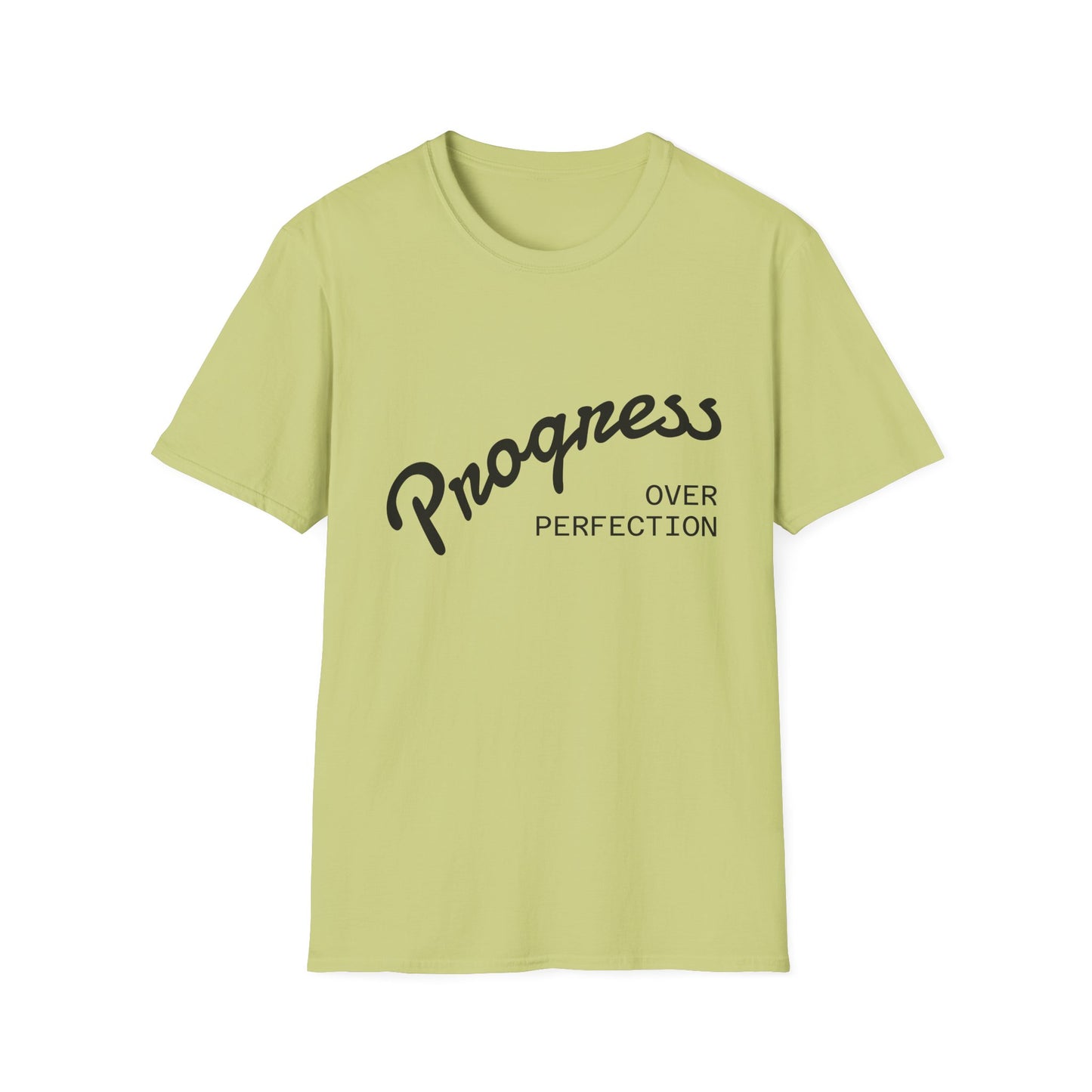 Motivational Quote T-Shirt - Progress Over Perfection, Inspirational Tee, Casual Wear, Gift for Friends, Self-Care Shirt, Everyday Comfort