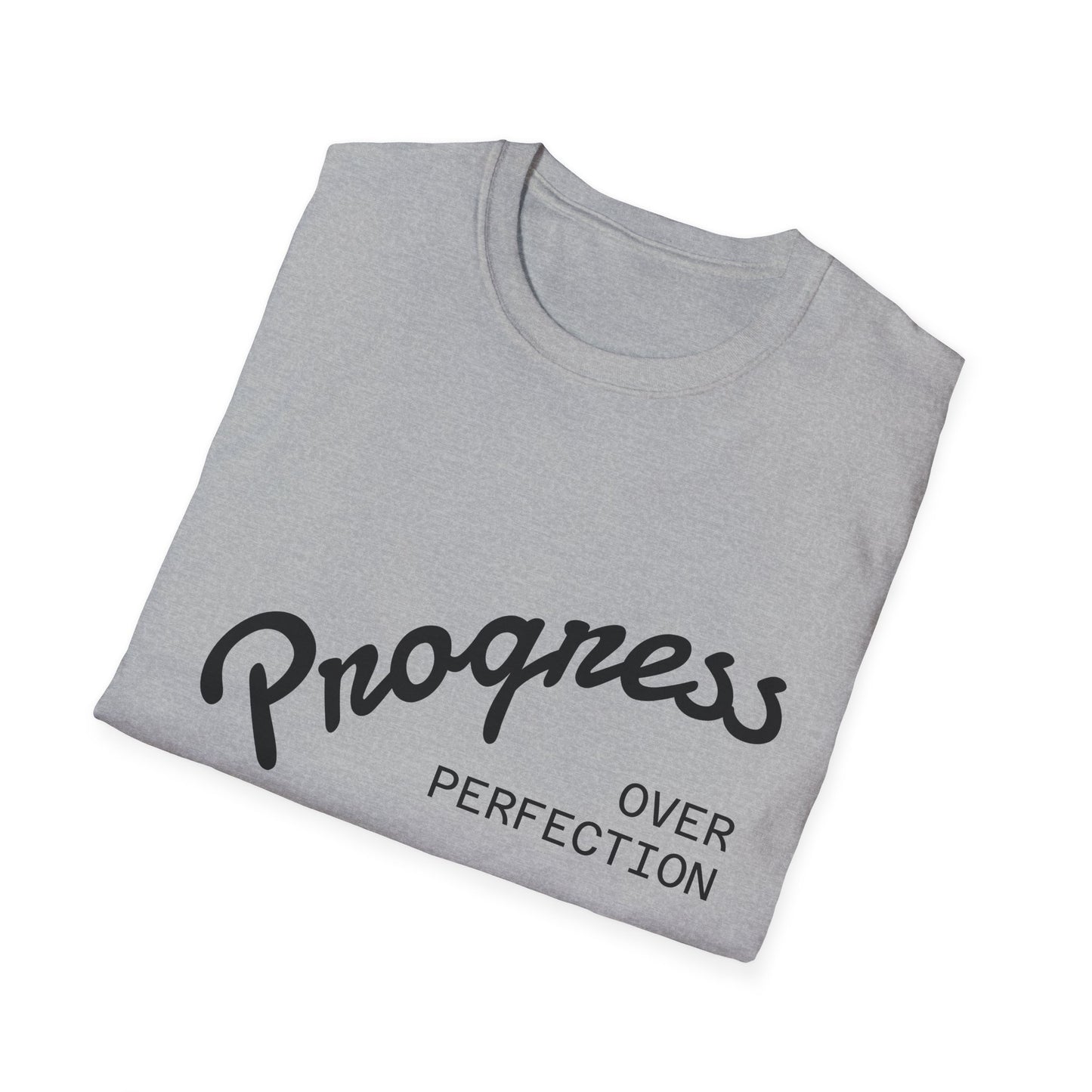 Motivational Quote T-Shirt - Progress Over Perfection, Inspirational Tee, Casual Wear, Gift for Friends, Self-Care Shirt, Everyday Comfort