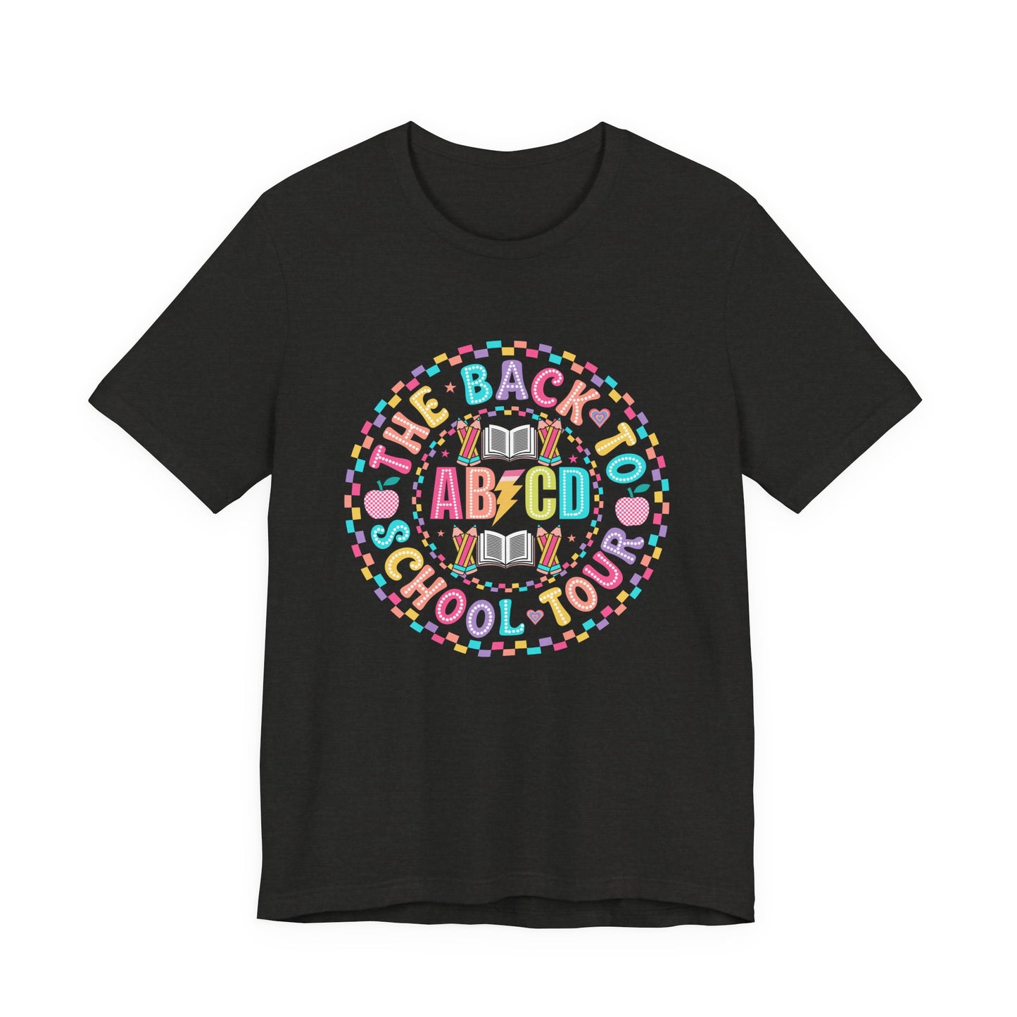 Back to School Tee, School Tour Short Sleeve Shirt, Colorful Unisex Jersey Tee, School Spirit, Teacher Gift