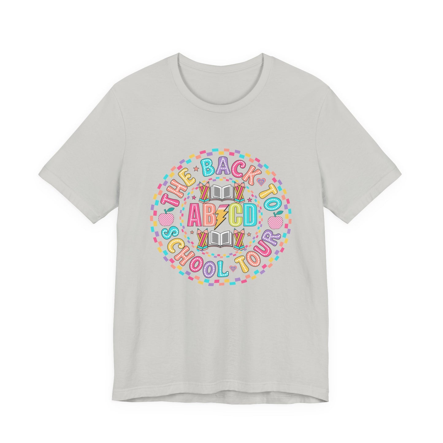 Back to School Tee, School Tour Short Sleeve Shirt, Colorful Unisex Jersey Tee, School Spirit, Teacher Gift