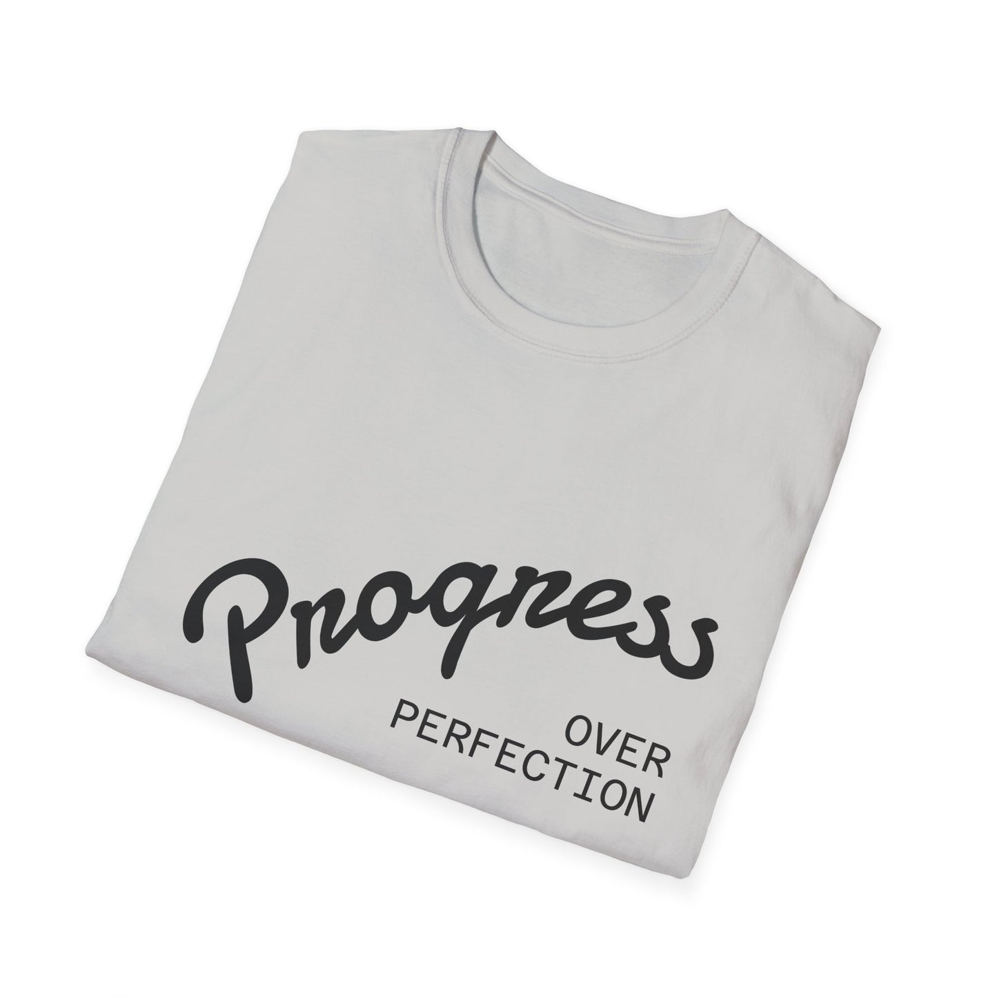 Motivational Quote T-Shirt - Progress Over Perfection, Inspirational Tee, Casual Wear, Gift for Friends, Self-Care Shirt, Everyday Comfort