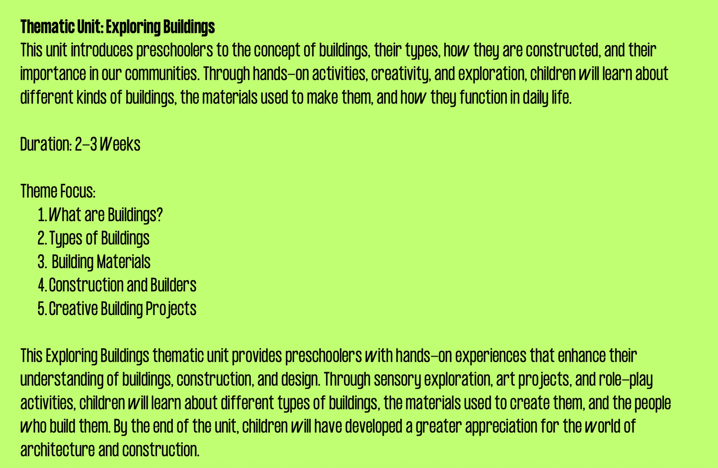 Buildings Study Preschool Unit | Construction & Community Thematic Lessons