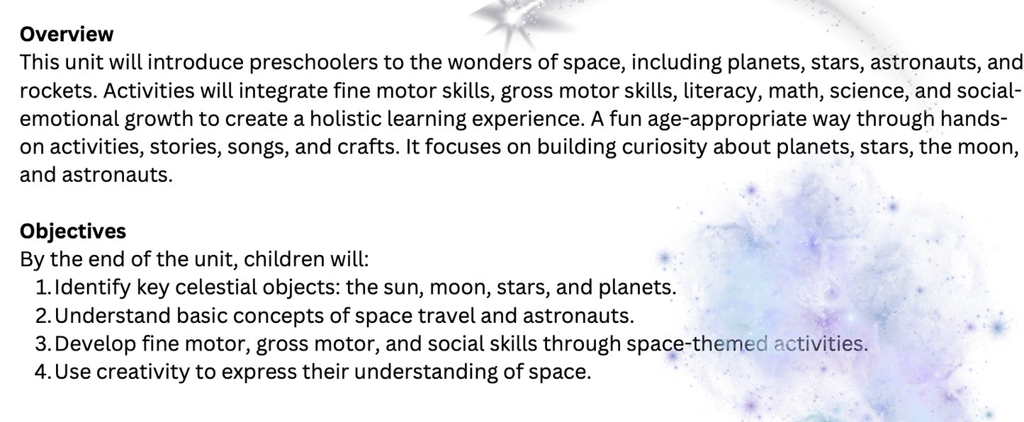 Space Preschool Thematic Unit | Planets, Stars & Astronaut Lessons