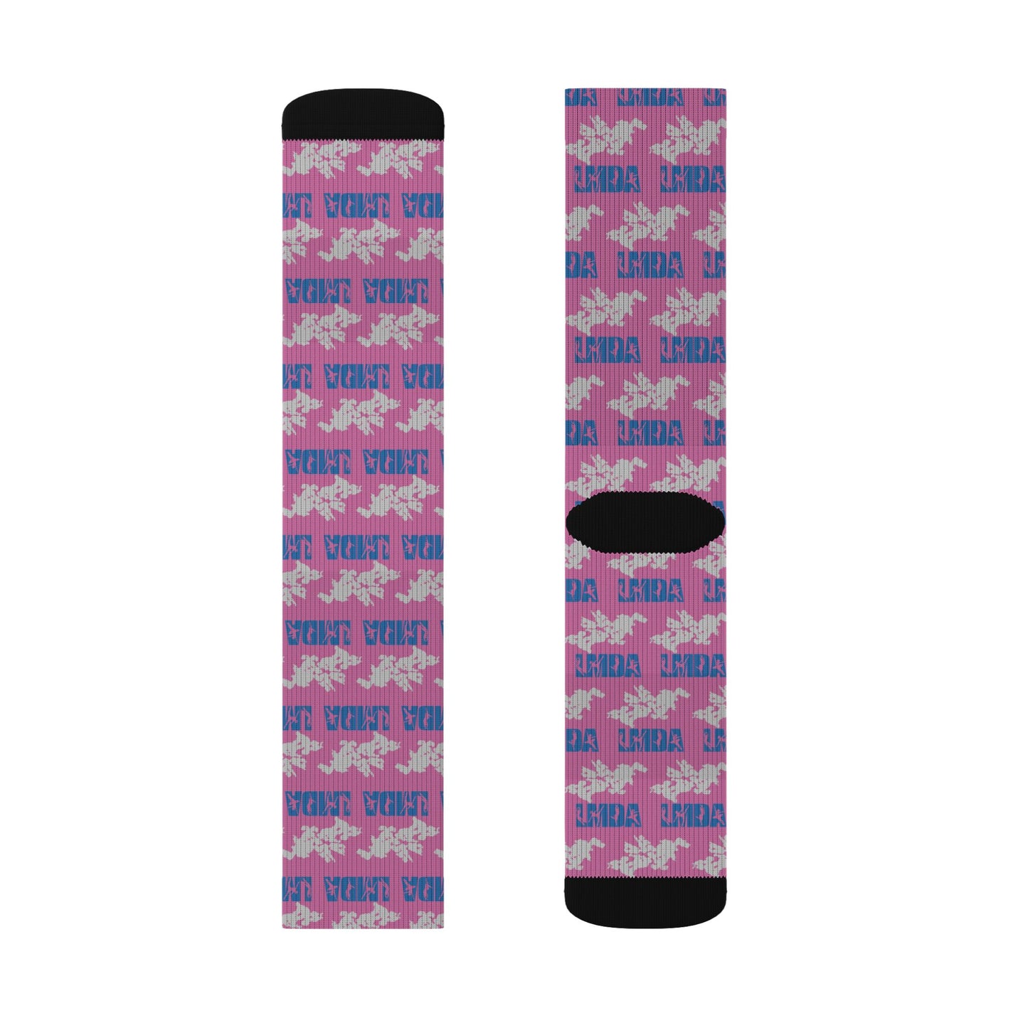 LMDA Sublimation Socks — Novelty Crew Socks with Repeating LMDA