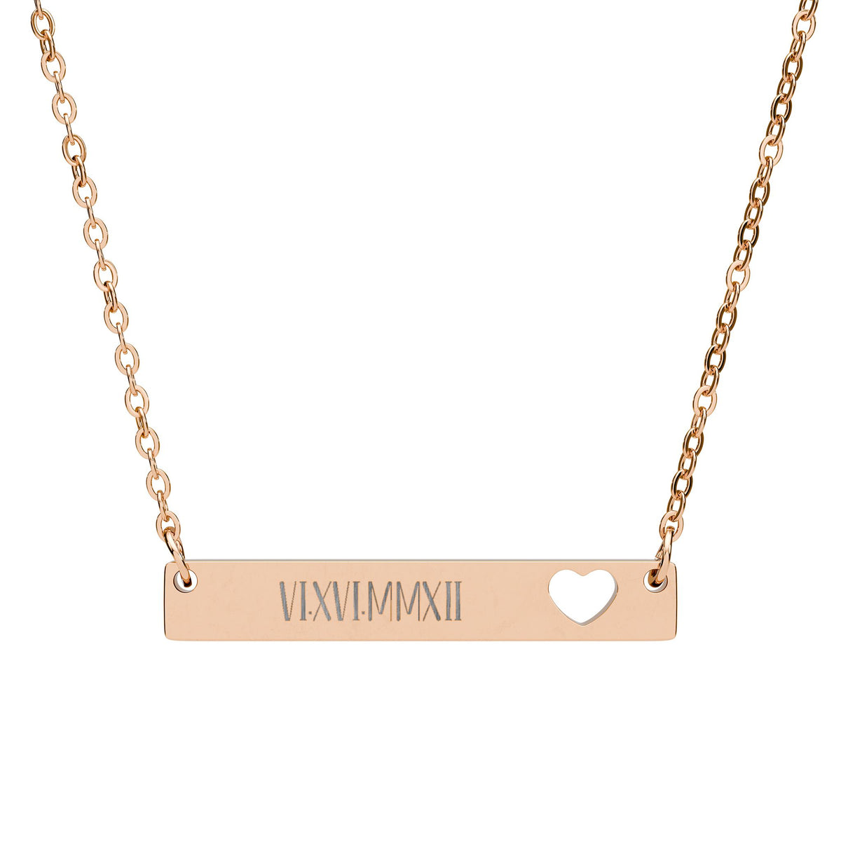 Necklace, Personalized Anniversary Date Roman Numerals Engraved Heart Pendant, Wedding Date Bar Jewelry, Shower gift, Anniversary gift