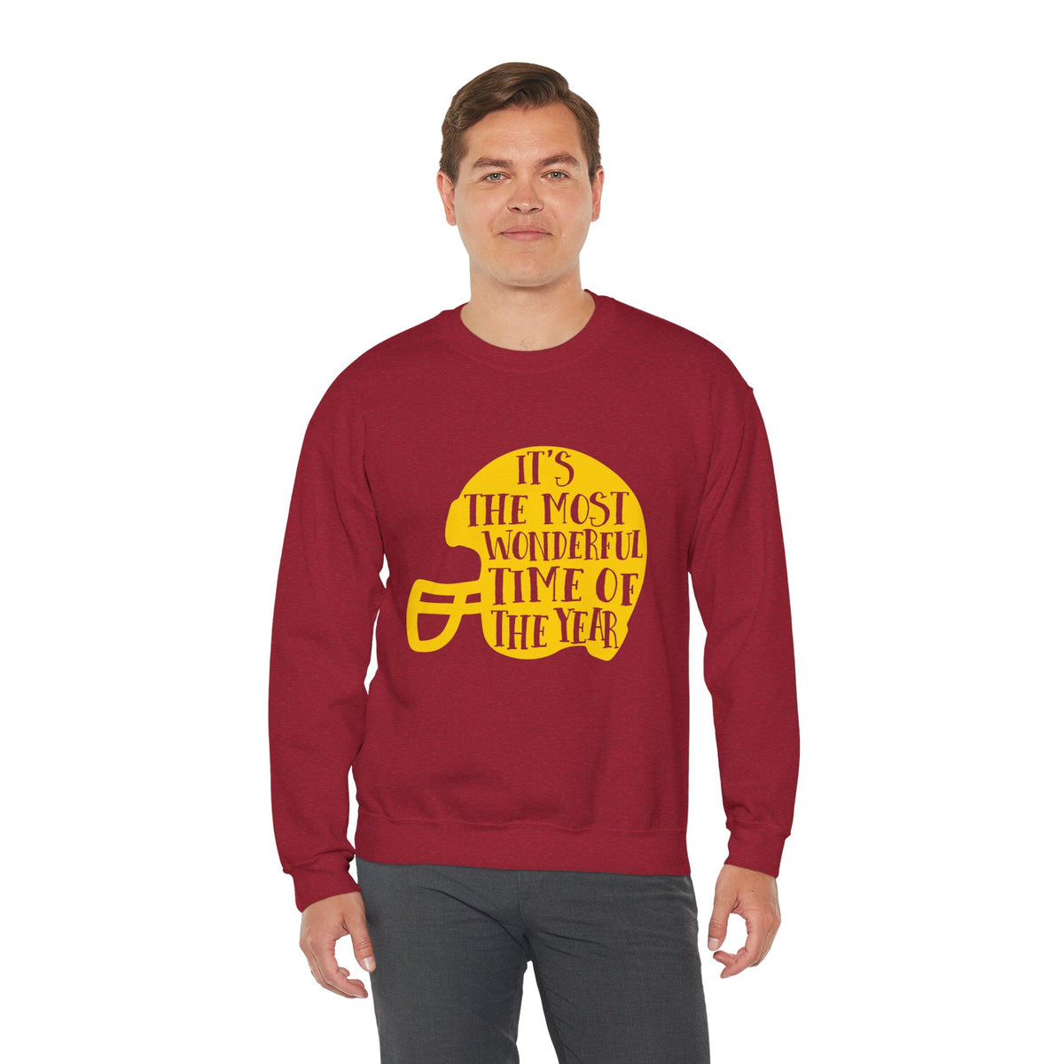 Football Helmet 'It's the Most Wonderful Time of the Year' Crewneck Sweatshirt | Football Fan Apparel, Team Spirit Sweatshirt, Football Season