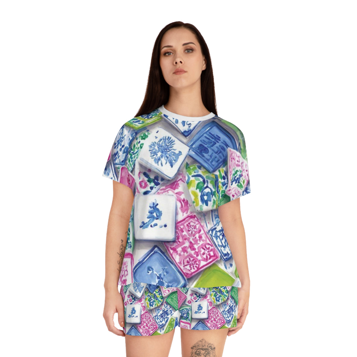 Women's Short Pajama Set Mahjong Jammies