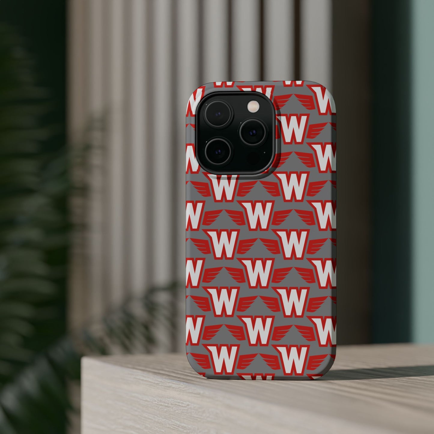 Stylish Magnetic Phone Case - Westonka White Hawks, Wings Up